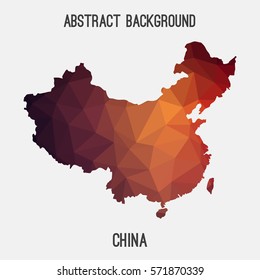 China in geometric polygonal style.Abstract tessellation,modern design background. Vector illustration 