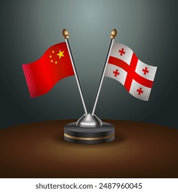 China and Georgia Republic table flags relation with gradient backgrund