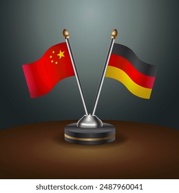 China and Germany table flags relation with gradient backgrund