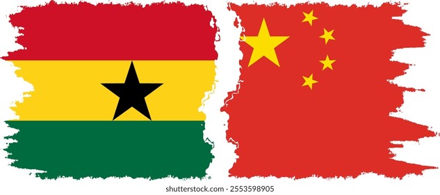 China and Ghana grunge flags connection, vector