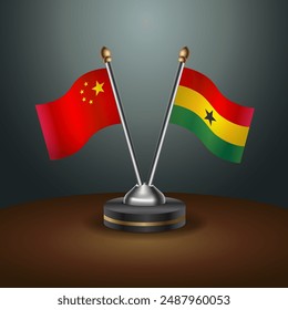 China and Ghana table flags relation with gradient backgrund