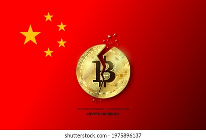 China government has announced a ban on financial institutions from using.cryptocurrency on cracked bitcoin concept