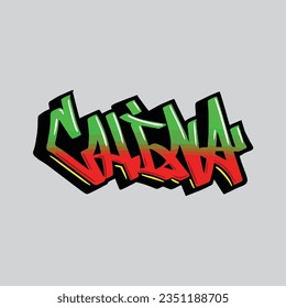 graffiti chino con etiqueta de letra texto de texto de arte callejero