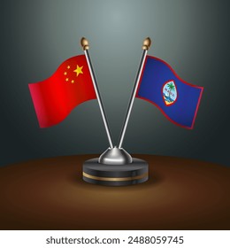 China and Guam table flags relation with gradient backgrund