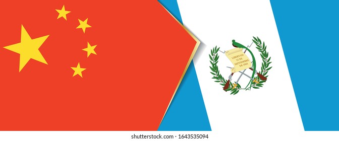 China and Guatemala flags, two vector flags symbol of relationship or confrontation.