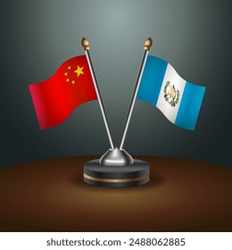 China and Guatemala table flags relation with gradient backgrund
