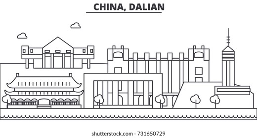 China, Guilin architecture line skyline illustration. Linear vector cityscape with famous landmarks, city sights, design icons. Landscape wtih editable strokes