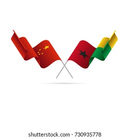 China and Guinea Bissau flags. Vector illustration.