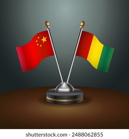 China and Guinea table flags relation with gradient backgrund