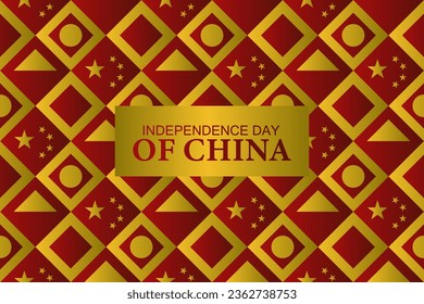 China happy national day greeting card, banner, vector illustration. Chinese holiday 1st of October seamless pattern design background