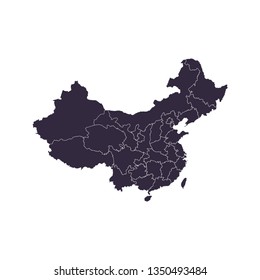 China - High detailed map violet outline map with caption on white background.Abstract design vector illustration eps 10.