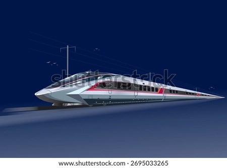 china high speed bullet train CR450. Metro train vector illustration sketch. Fast modern express passenger train on high speed railway station in china