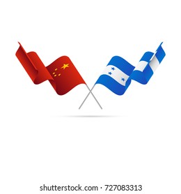 China and Honduras flags. Vector illustration.