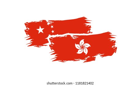 China, Hong Kong flag vector