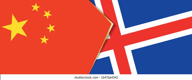 Banderas de China e Islandia, dos banderas vectoriales símbolo de relación o confrontación.