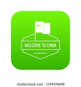 China icon green vector isolated on white background