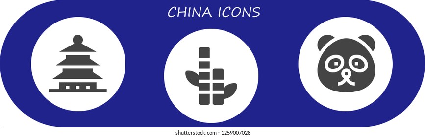  china icon set. 3 filled china icons. Simple modern icons about  - Pagoda, Bamboo, Panda bear