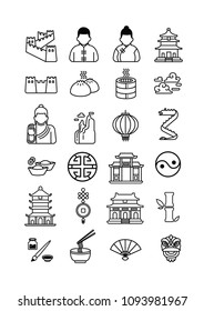 China Icon Set Line