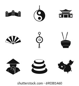 China icon set. Simple style set of 9 country of China vector icons for web isolated on white background