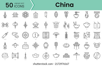 china Icons bundle. Linear dot style Icons. Vector illustration