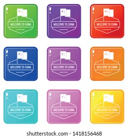 China icons set 9 color collection isolated on white for any design