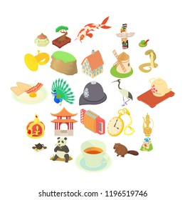 China icons set. Cartoon set of 25 china vector icons for web isolated on white background