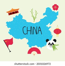 China Illustration Map Symbols Stock Vector (Royalty Free) 2031026972 ...