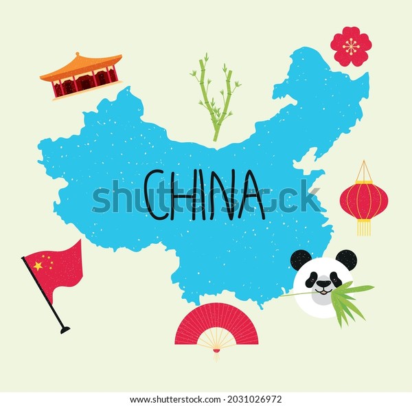 China Illustration Map Symbols Stock Vector (Royalty Free) 2031026972 ...