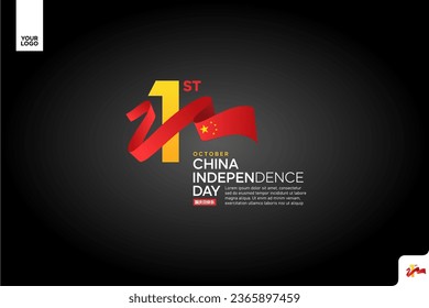 China independence day logotype october 1st with flag background