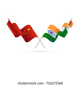 China and India flags. Vector illustration.