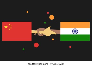China India friendship. Sino Indian relation. Peace. Flat style illustration. 