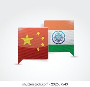 china and india message bubble illustration design over a white background