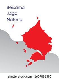 China And Indonesia With Natuna Island Problem. Indonesia Border And China Border. Natuna Island. Natuna is the name of Riau Islands Province in Indonesia. Vector EPS 10.