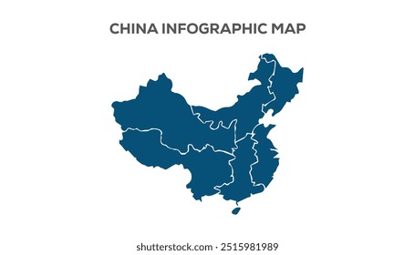 China Infographic Map, Very high resolution China map, isolated on white background. Infographic, Flat Earth, Globe similar worldmap icon. annual report, Travel worldwide, map silhouette backdrop.