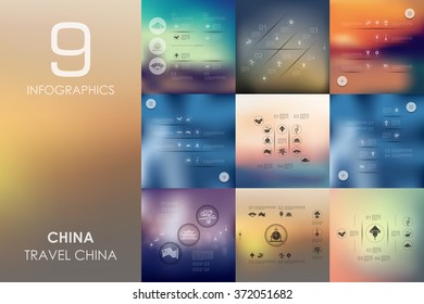 China infographic with unfocused background