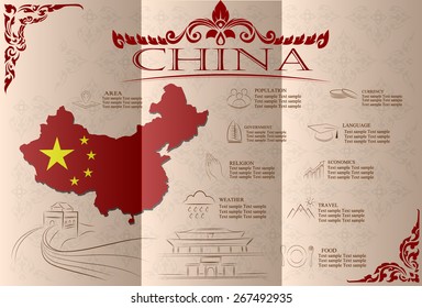 China infographics, statistical data, sights. Vector illustration