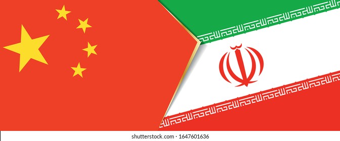 China and Iran flags, two vector flags symbol of relationship or confrontation.