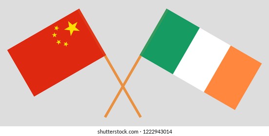 China and Ireland. The Chinese and Irish flags. Official colors. Correct proportion. Vector illustration