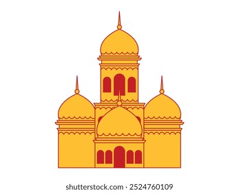 China Islam mosque holy prayer place religious tourism destination Chinese architecture building style design icon set