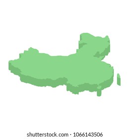 China isometric map of Asian countries