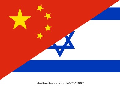 china and israel flags. vector background