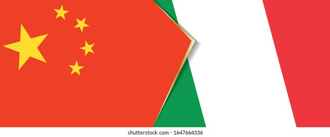 China and Italy flags, two vector flags symbol of relationship or confrontation.