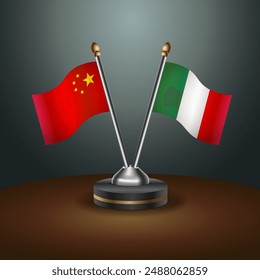 China and Italy table flags relation with gradient backgrund