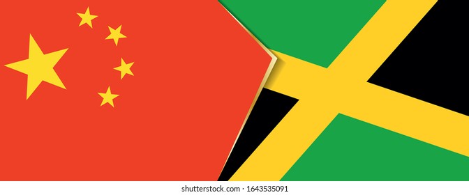 China and Jamaica flags, two vector flags symbol of relationship or confrontation.
