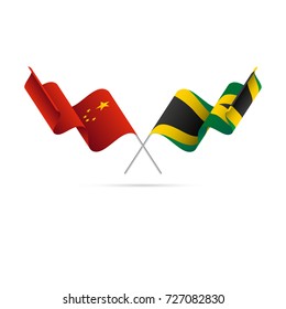 China and Jamaica flags. Vector illustration.