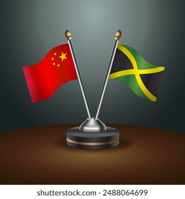 China and Jamaica table flags relation with gradient backgrund