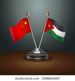 China and Jordan table flags relation with gradient backgrund