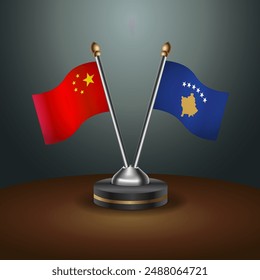 China and Kosovo table flags relation with gradient backgrund