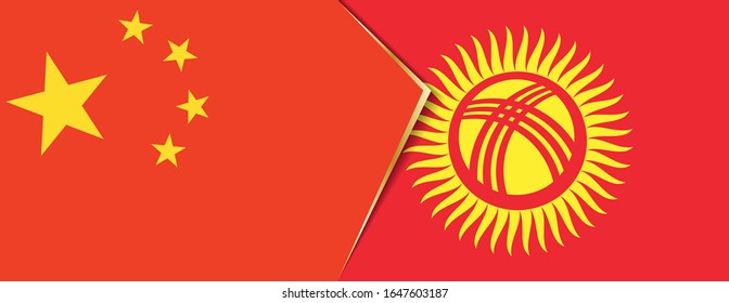 China and Kyrgyzstan flags, two vector flags symbol of relationship or confrontation.
