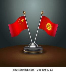 China and Kyrgyzstan table flags relation with gradient backgrund